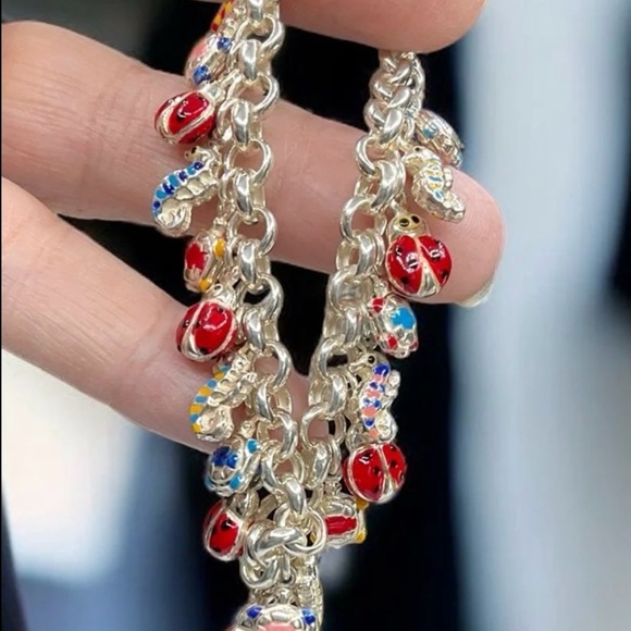 🌺Vintage Sterling & Enamel Charm Bracelet - Picture 11 of 11